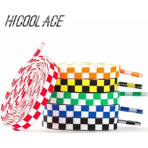 New Bestselling 1CM Width Colorful Shoelaces Check Shoelace Mosaic Shoe Laces 80/100/120/140CM Basketball Shoe Lace for Shoes