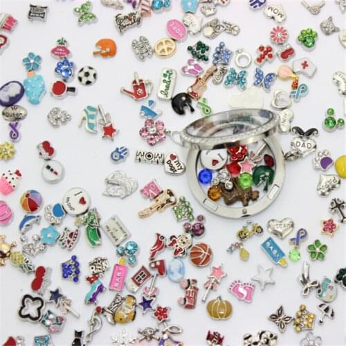 Wholesale 100pcs Over 1000 Style Mix Random Different Designs Floating Charms For Glass Memory Lockets DIY Jewelry Charms