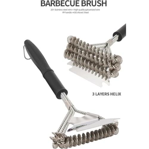 Protable Barbecue Basting Brush and Scraper BBQ Outdoor Grill Cleaning Gadget 87HA