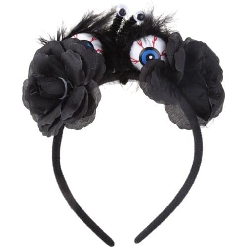Rose Flower Crazy Eyeballs Headband Creepy Halloween Costume Dress-up Headpiece Novelty Headdress Party Cosplay Supplies
