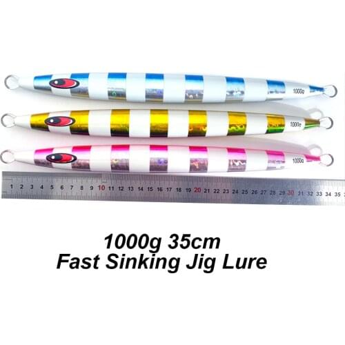 Large Glow Striped Metal Jigging lure 1000g Fast Luminous longer Sinking Deep Sea Fishing lure High Quality Artificial bait