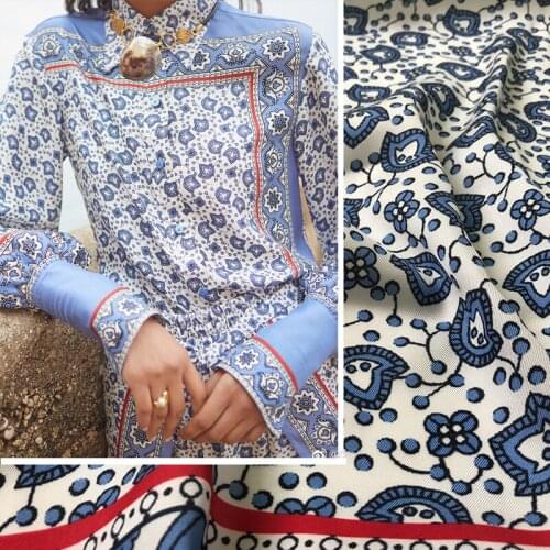 2020 early spring catwalk romantic bohemian vacation style shirt skirt dress handmade DIY fabric 150cm wide