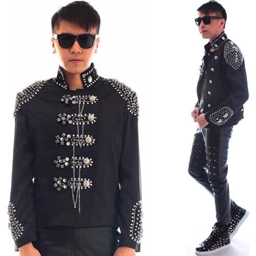 Stage Costumes MenS Slim Diamond Jacket Performance Top Male Singer Dj Ds Nightclub Bar Festival Outfit Rave Wear DNV12414