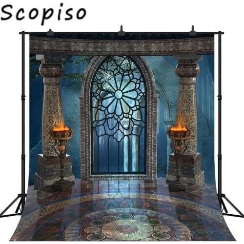 Scopiso Photophone Background Photography Studio Fantasy Halloween Magic Window Fire Basin Fairy Tale Backdrop Palace Photocall