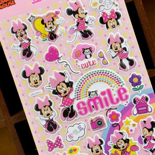 Disney Minnie Mouse Stickers Funny Kids Toys Cute Anime Stickers Cartoon Kawaii Sticker