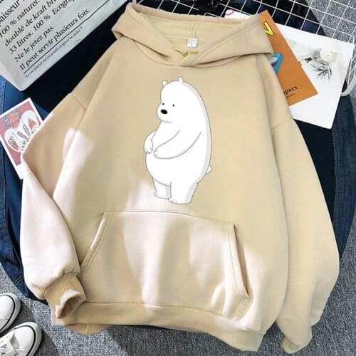 Womens 12 Colors Fleece Thick Warm Autumn Winter Hoodies Sweatshirt 2021 Print Bear Cute Kawaill Oversized Hoodie Couple Y2k