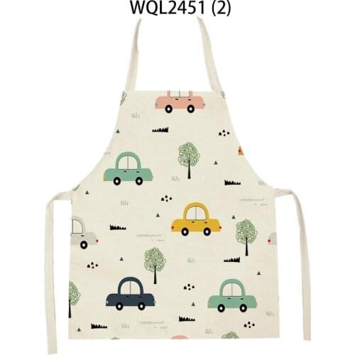 Wavy Beach Moon Pattern Sleeveless Apron Cotton Linen Bib Home Cleaning Pinafore Home Cooking Apron 55*68 Cm Antifouling Apron
