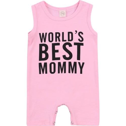 0-24M Newborn Baby’s Vest Style Jumpsuit Fashion Letter Print Round Neck One Piece Short Pants