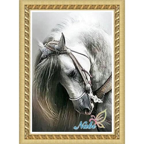 Animals horse crystals dmc beadwork 0052R - Round Diamond embroidery cross stitch diamond mosaic painting