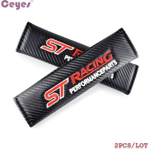 1pair Car Styling Car Accessories Seatbelt Case For Ford ST Focus 2 3 Kuga Mk4 Mondeo Badge Auto Seat Belt JDM Cover sticker