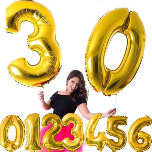 1PC 16"/32"/40" 3 Sizes Figures Foil Gold&Silver Number Balloon Float air Inflatable Balls For Birthday Party Wedding Decoration