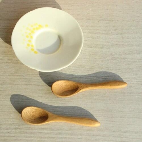 1pc Small Mini Wooden Spoons For Kids Honey Kitchen Using Condiment Spoon 9.2*2.0cm Cucharas Colheres