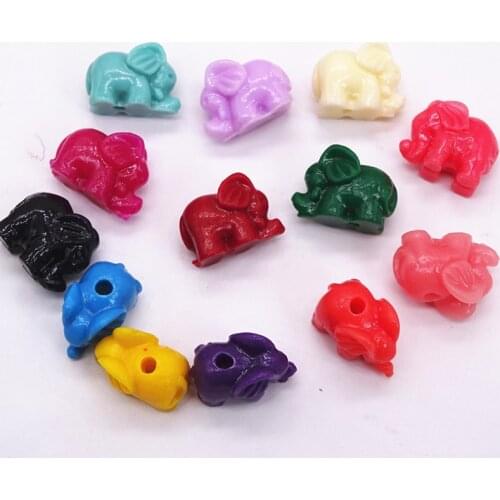 10pcs Mix Color Carving Elephant Coral Beads For Jewelry Making Loose 14mm Handmade Coral Beads DIY Accessories