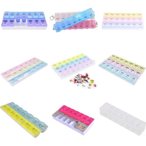 10Sstyles Weekly 7 Days Candy Pill Case Container Medicine Tablet Dispenser Organizer Pill Box Splitters Pill Storage Organizer
