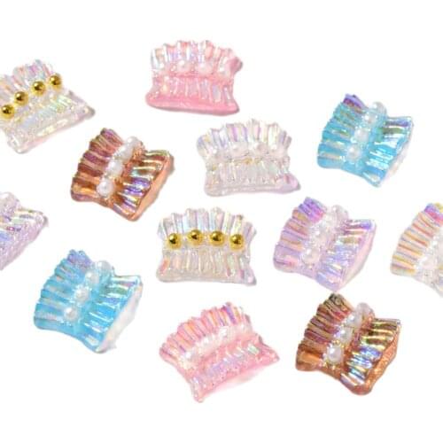 100Pcs Skirt Nail Aurora Peplum Accessories Ornament With Pearl Charm 6 Color 3D Polar Lights Kilts For Gel Polish Manicure @4/5