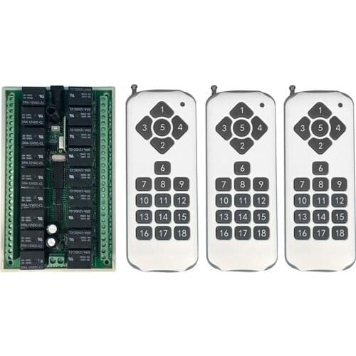 18CH Wireless Remote Control Switch,DC12V/24V Wireless Remote Light Motor Switch Receiver and Transmitter