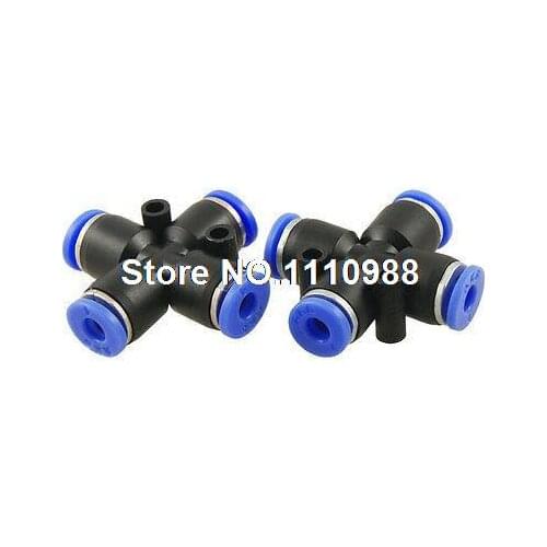2 Pcs 4mm to 4mm 4 Way Cross Type Push in Pneumatic Connectors