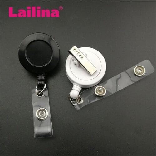 20pcs Wholesale High Quality Naked White Black Name Card Retractable Reel Badge Holder