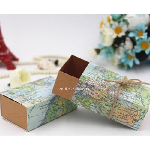 3000pcs Wedding Candy Box for Guests World Map Kraft Paper Gift Bag Wedding Favors and Gifts Event Party Supplies