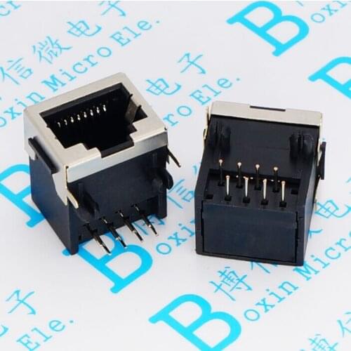 50pcs RJ45 socket network socket horizontal 90-degree bend foot 8-core shielded