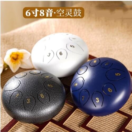 6 Inch Mini Drum 8 Tone Steel Tongue Drum Percussion Instrument With Drumsticks Can Produce A Clean Ethereal Buddha-Like Sound