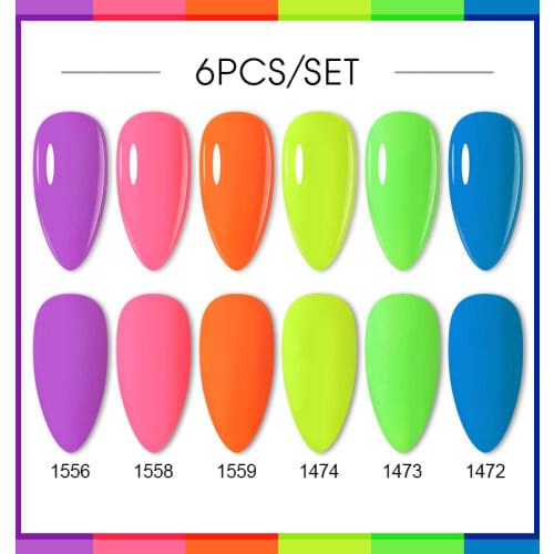 Arte Clavo Gel Polish Set 6pcs 8ml Gel Polish Summer Neon Color Soak Off Long-Lasting UV Nail Art Varnish Kit Manicure Enamels