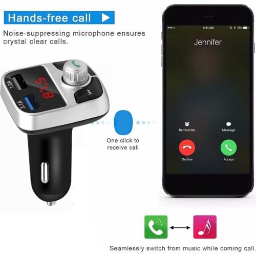 Car Kit Handsfree LCD MP3 Player FM Transmitter Bluetooth 5.0 Dual USB Charger Wireless Bluetooth FM Transmitter Car Player Kit