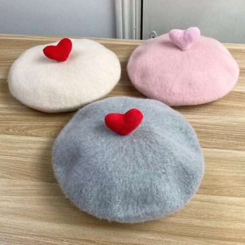 Baby Girls Beret Hat Autumn Winter Princess British Hat Pumpkin Hat Korean Love Caps Accessories Elastic Beanie 2 to 7 yrs