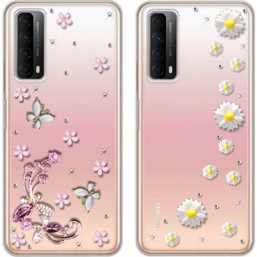 For Huawei P Smart 2021 Y7A Case Luxury Liquid Glitter Phone Case For Huawei P Smart 2020 P Smart Pro Plus 2019 DIY Back Cover