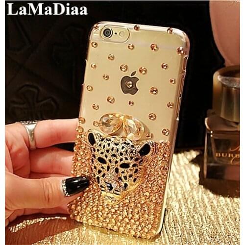 Luxury 3D Hot Tiger Leopard Head Crystal Diamond Glitter Bling Phone Cases For Samsung A3 A5 A7 2017 A9 A8 A6 PLUS A50 A70 A80