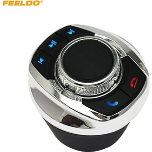 FEELDO New Cup Shape With LED Light 8-Key Functions Car Wireless Steering Wheel Control Button For Car Android Navigation Player