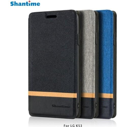 Canvas PU Leather Phone Bag Case For LG K53 Flip Case For LG K53 Business Case Soft Silicone Back Cover
