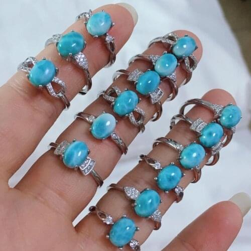 Larimar s925 ring wholesale beads nature blue nature free size one size