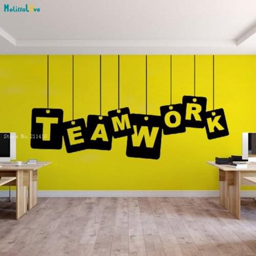 Teamwork Sign Wall Sticker Interesting Word Office Quote Art Murals Cooperation Win-win Removable Decals YT2656