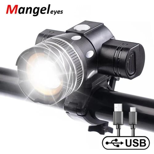 2021 NEWBOLER Bicycle Light Set T6 led Bike Headlight Zoom USB Rechargeable Aluminum Front Lamp With Taillight Cycling Accessory