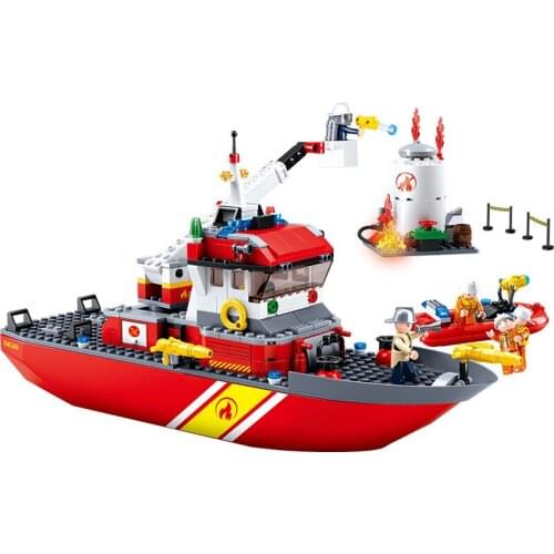 429PCS SLuban 0630 Fire Truck Ship Assembly Model Boy Small Particles Assembling Building Blocks Assembling Toy Gifts