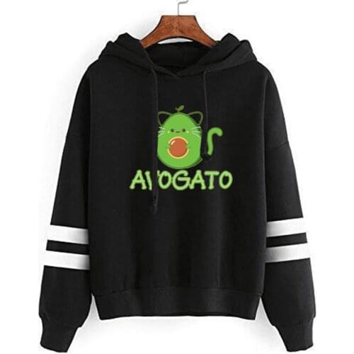 Korean Women Hoodies Avocado Printed Sweatshirt Women Long Sleeve Oversized Hoodie Clothes for Teens Fashion Tops Kawaii Clothes