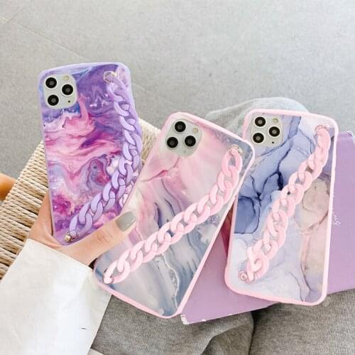Fashion Marble Case For Xiaomi Redmi Mi 11 Note 10 10s 9 9S 8 8T 7 6 Poco F3 X3 10T Pro Max A2 6X Pro SE Lite CC9 CC9e Chain TPU