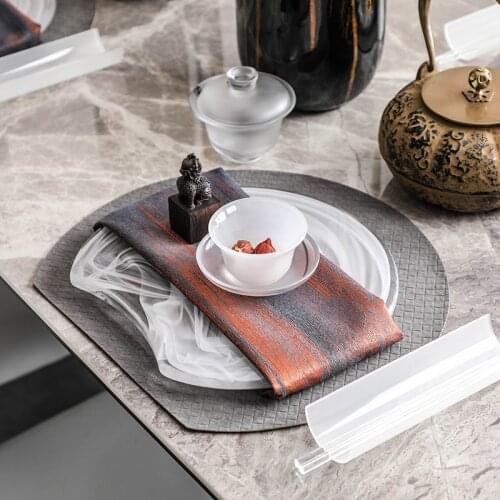 Creative Tableware Set Table Dinner Plate New Chinese Style Model Room Retro Dining Table Hall Soft Decoration Glass Cover Bowl