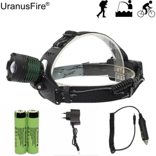 Zoom Headlight Adjust Focus Head Light LED Headlamp Outdoor Flashlight XM-L T6 LED Flashlight + 18650 Battery + AC/Car Charger