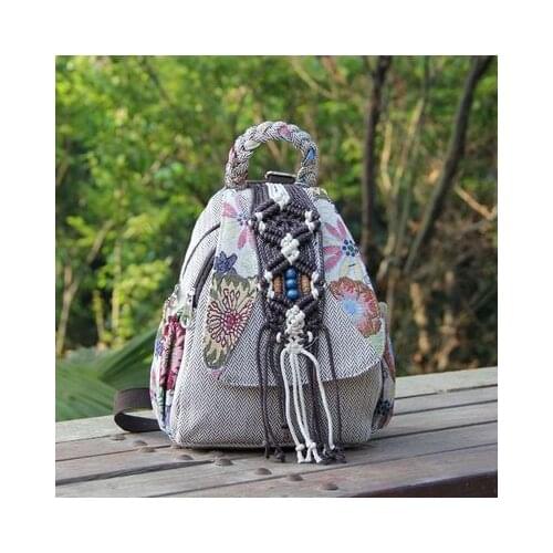 New national small shopping string appliques backpacks!Nice bohemian embossing women zipper&hasp backrack Hot casual backruck