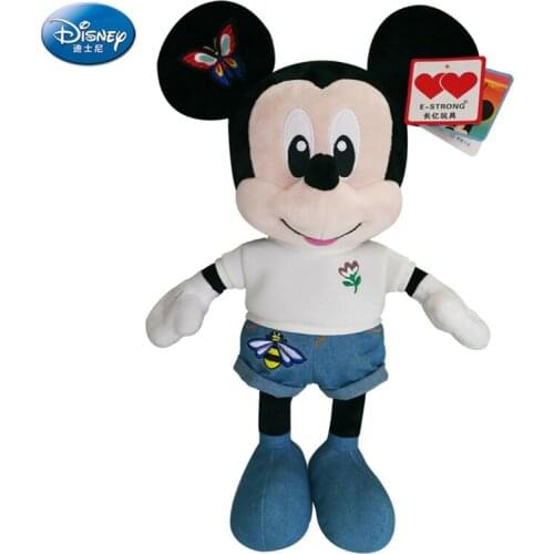 Disney 2018 New Mickey Mouse Plush Doll Super Soft White Space Cotton Denim Embroidery Plush Toys Child Christmas Gift ZFY146