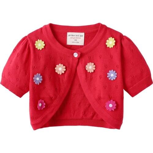 2-8T Summer Bow Cardigan Sweater For Girls Elegant Toddler Kid Baby Clothes Cute Sweet Thin Knit Top Knitwear Coat Outfit