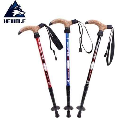 Outdoor Anti Shock Hiking Cork Handle Trekking Poles Hike Walking Stick Nordic Walking Cane Aluminum Ski Camp Telescopic Baton