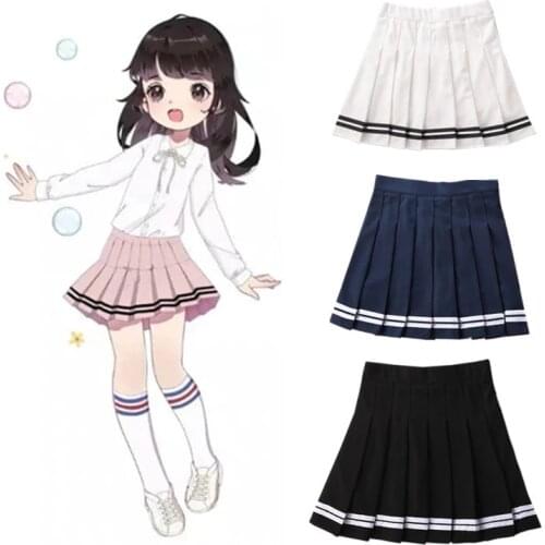 Pleated Skirt Striped Princess Skirts Girls Black Navy Striped Childrens Mini Short Skirts School Uniforms