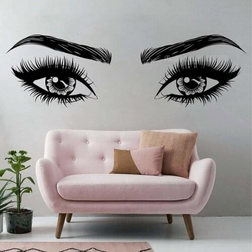 Eyelashes Beauty Salon Wall Decal Eyebrows Makeup Wall Stickers Eyebrows Extension Vinyl Wall Posters Eyelash Decoration LL2289