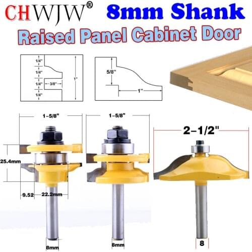 1-3PCS 8mm Shank Rail & Stile Router Bits-Matched Standard Ogee door knife Woodworking cutter Tenon Cutter for Woodworking Tools
