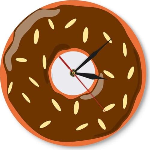Morden Design Kawaii Dessert Sweets Wall Clock Colorful Printed Doughnut Watch Kitchen Decor Donut Bakery Business reloj pared