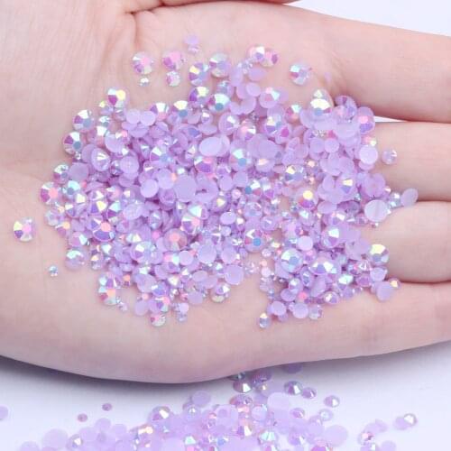 Resin Rhinestones Light Purple AB 2mm 2.5mm 3mm 4mm 5mm 6mm Round FlatBack Non Hotfix Glue On Gems Beads DIY Wedding Dress Chain