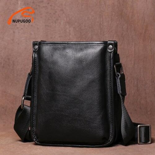 Casual Men Shoulder Bag Genuine Leather Original Small Crossbody Bag Classic Trend Fashion Messenger For 7.9 Inch iPad NUPUGOO